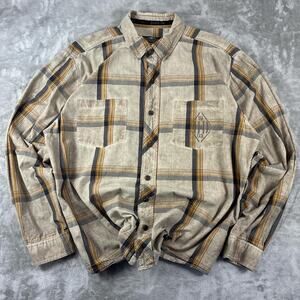 Harley-Davidson Longsleeve Board Shirt Tan Plaid Button Down size XL